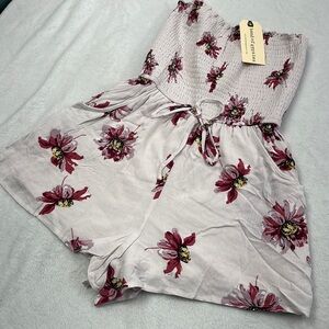 Band of Gypsies XS Pink Floral Strapless Romper